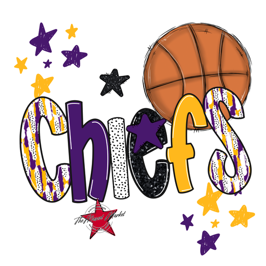 Chiefs Basketball Scrape-Purple-Yellow