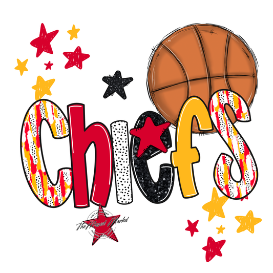 Chiefs Basketball Scrape-Red-Yellow