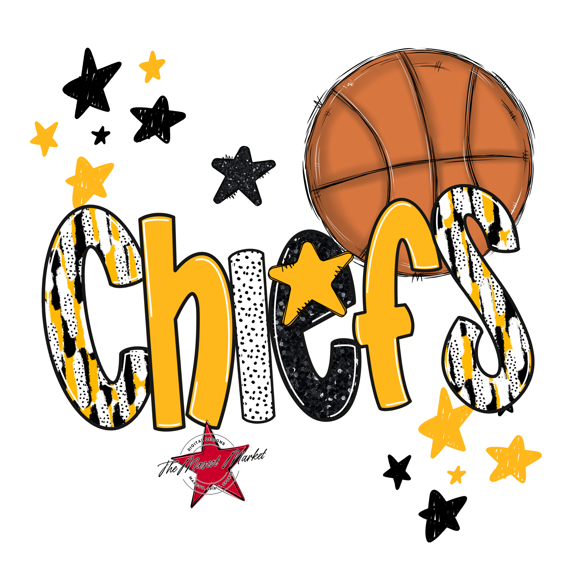 Chiefs Basketball Scrape-Yellow
