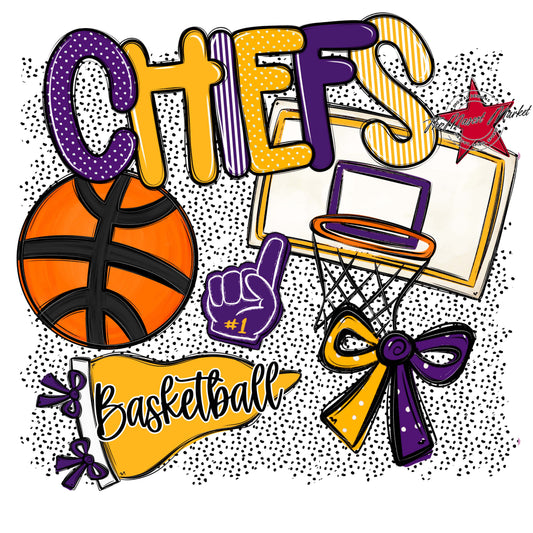 Chiefs Basketball Spirit-Purple & Yellow