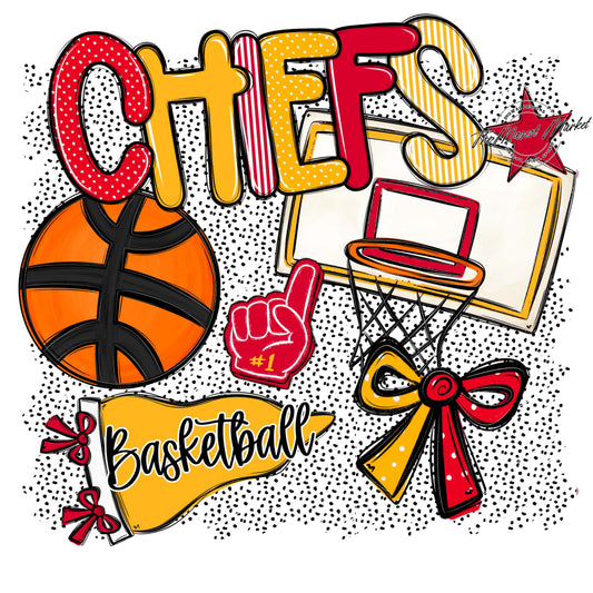 Chiefs Basketball Spirit-Red & Yellow