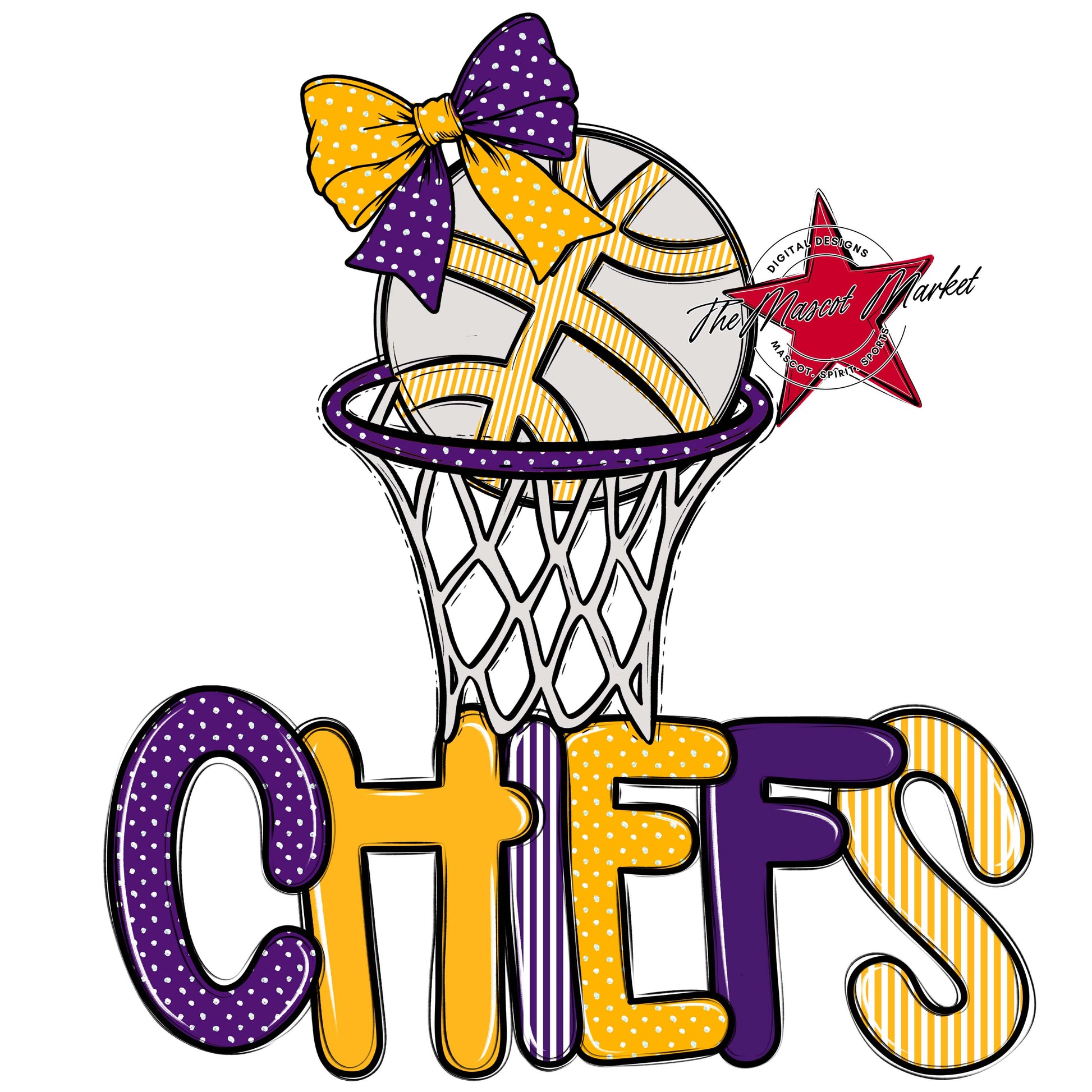 Chiefs Basketball Spirit Design-Purple & Yellow
