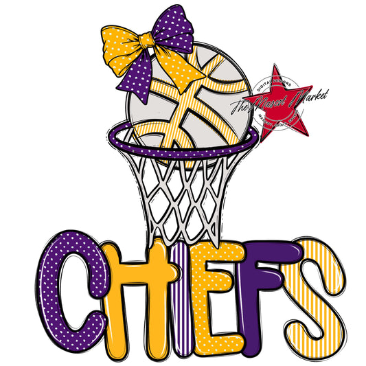 Chiefs Basketball Spirit Design-Purple & Yellow