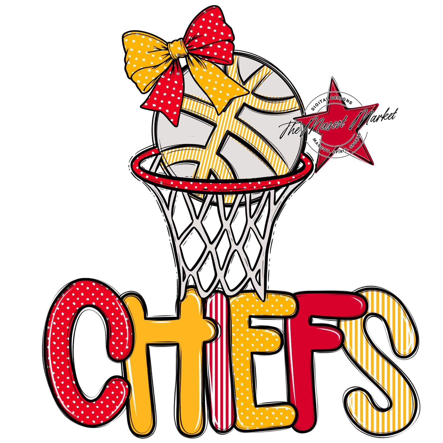 Chiefs Basketball Spirit Design-Red & Yellow