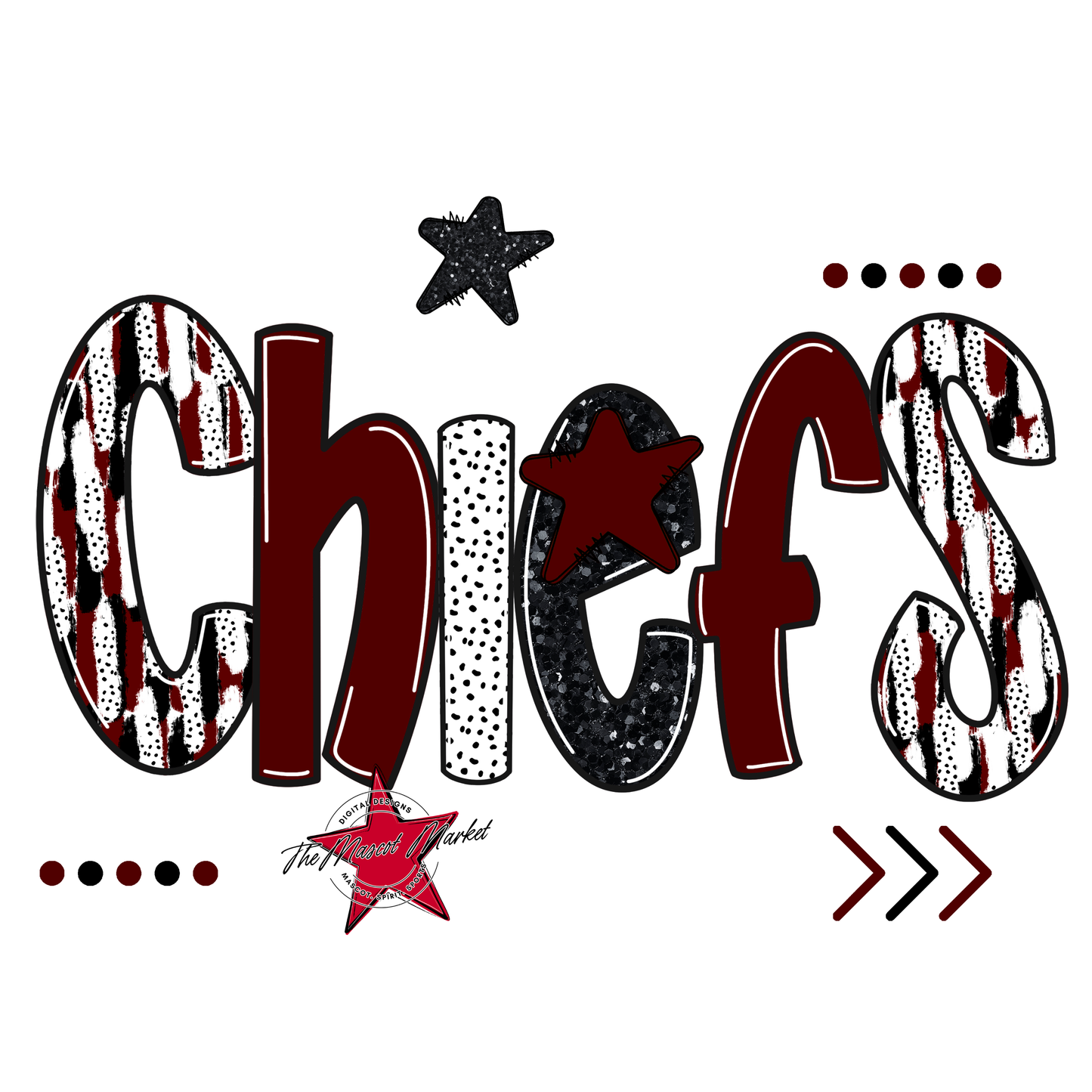 Chiefs Brushstroke Alpha w Arrows-Maroon