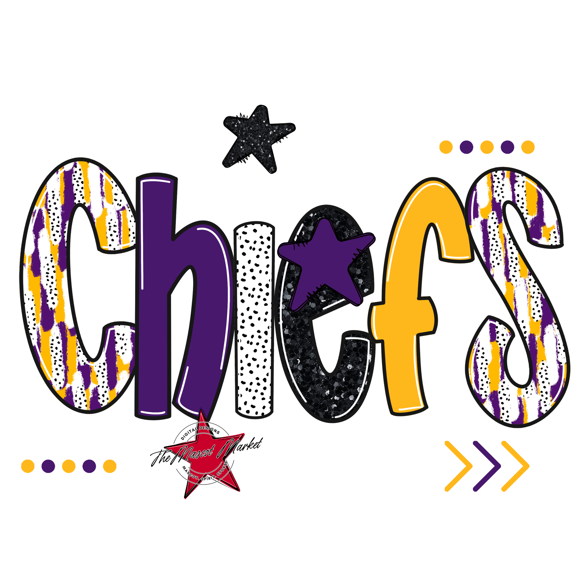 Chiefs Brushstroke Alpha w Arrows-Purple-Yellow