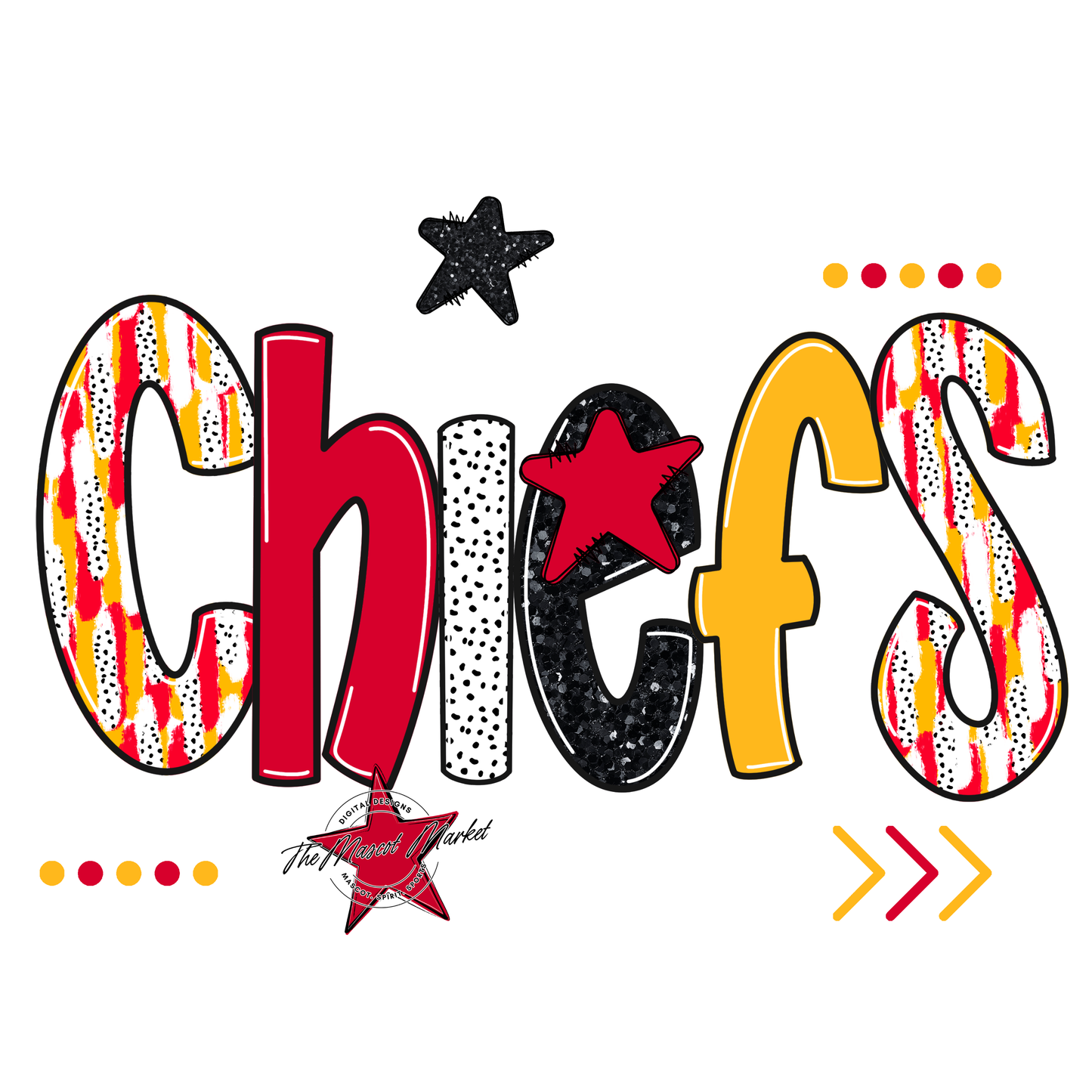 Chiefs Brushstroke Alpha w Arrows-Red-Yellow