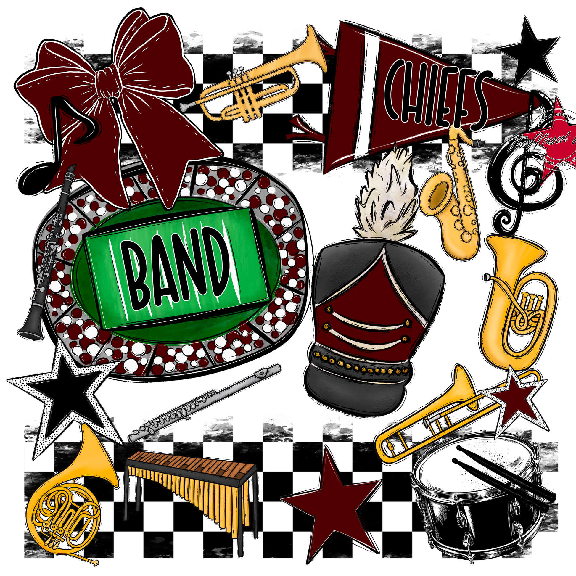 Chiefs Checkers Band Spirit Design-Maroon