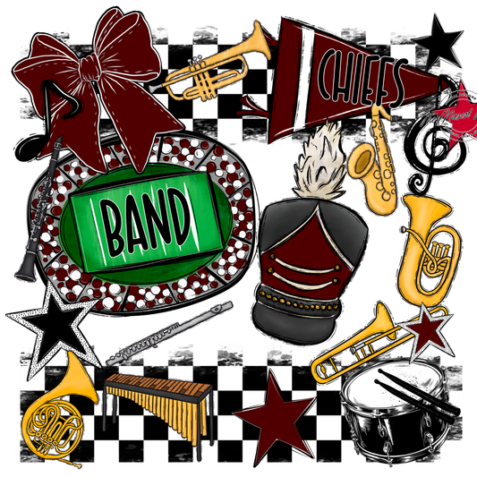Chiefs Checkers Band Spirit Design-Maroon