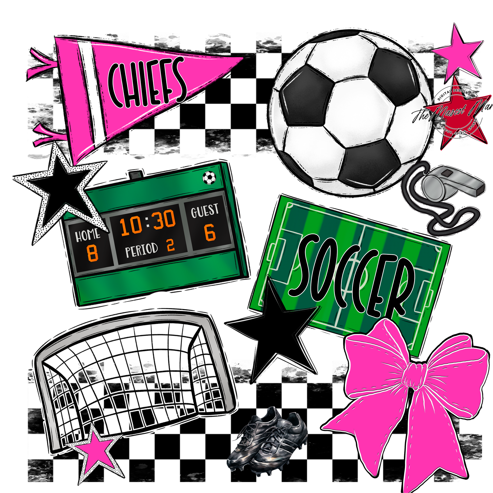 Chiefs Checkers Soccer Spirit Design-Pink