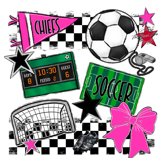 Chiefs Checkers Soccer Spirit Design-Pink