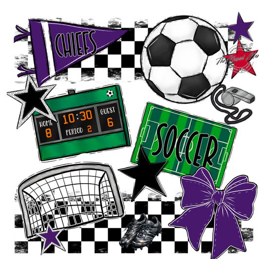 Chiefs Checkers Soccer Spirit Design-Purple
