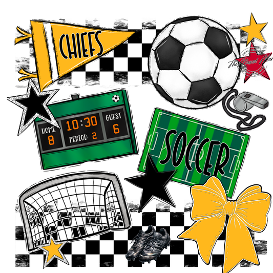Chiefs Checkers Soccer Spirit Design-Yellow