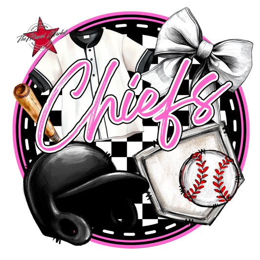 Chiefs Circle Baseball Design-Baby Pink