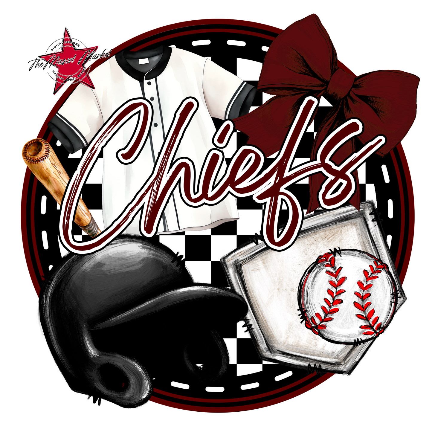 Chiefs Circle Baseball Design-Maroon