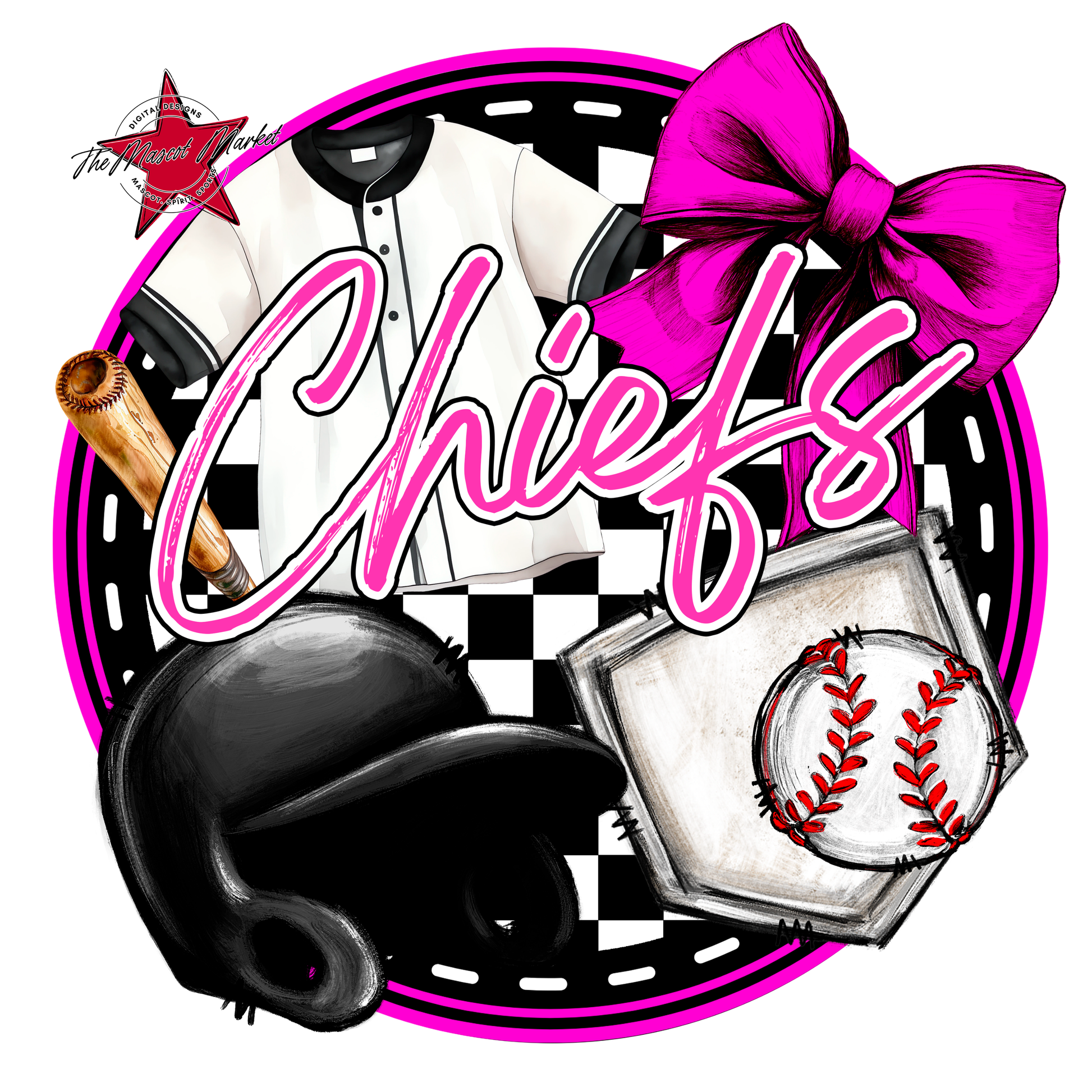 Chiefs Circle Baseball Design-Pink