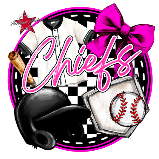Chiefs Circle Baseball Design-Pink