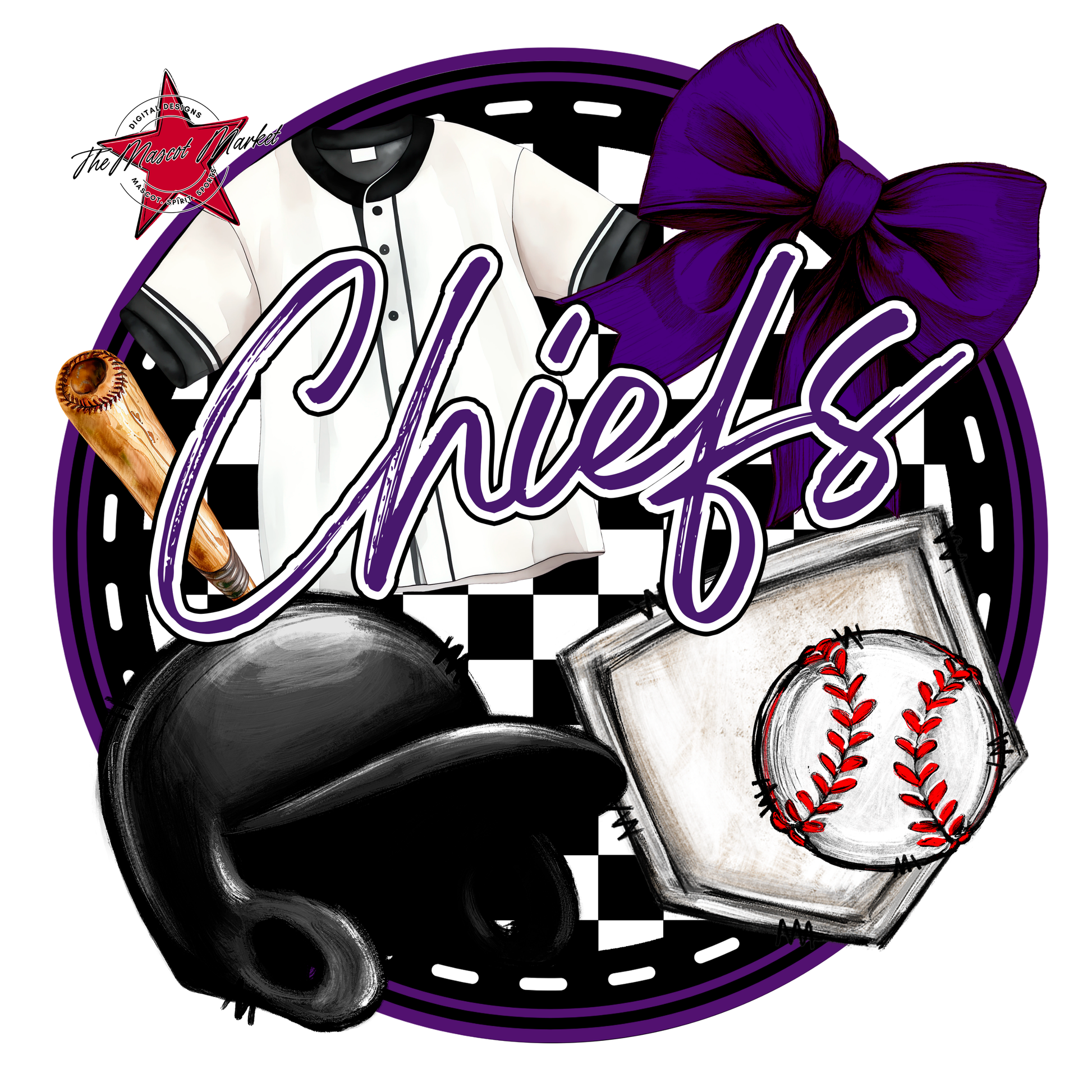 Chiefs Circle Baseball Design-Purple