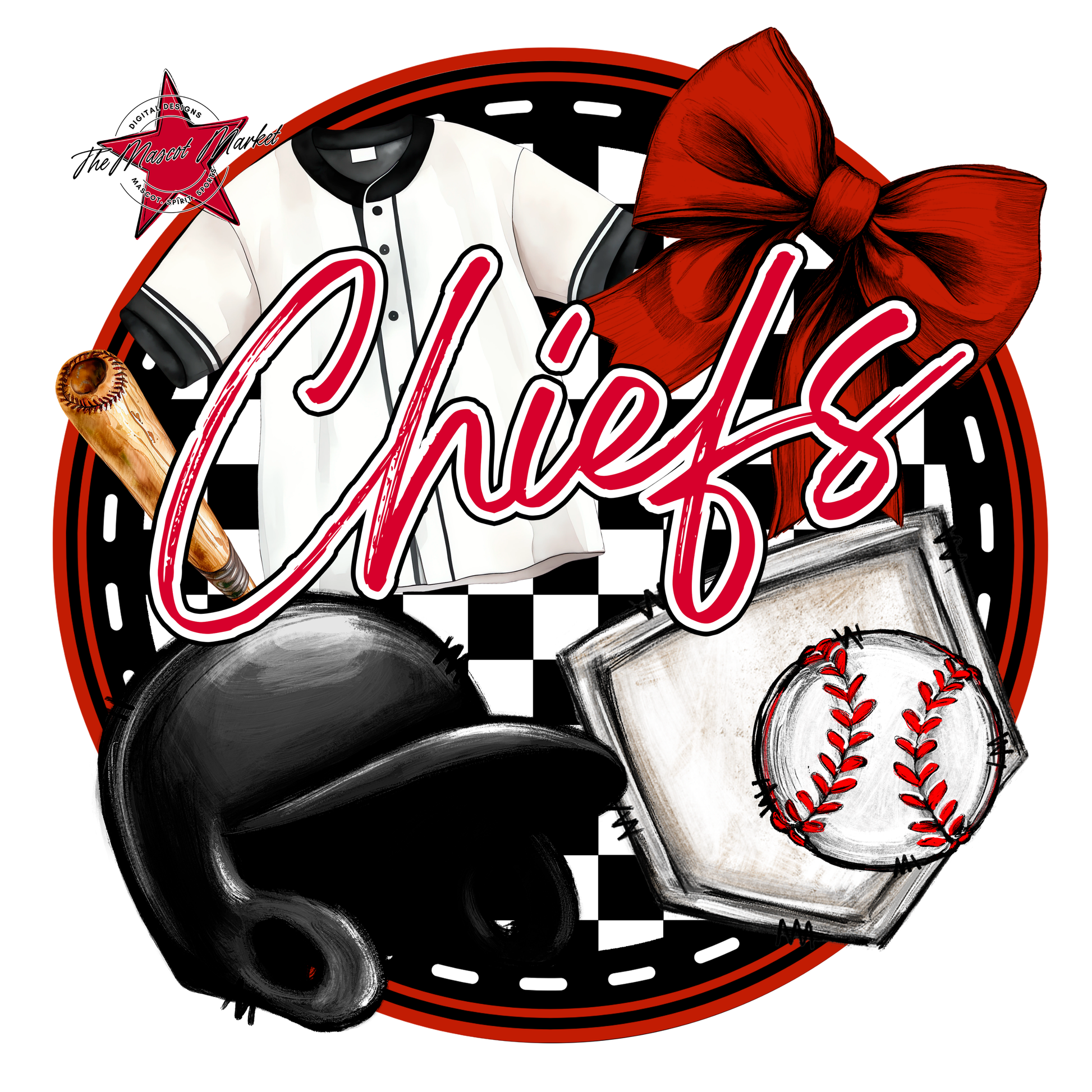 Chiefs Circle Baseball Design-Red