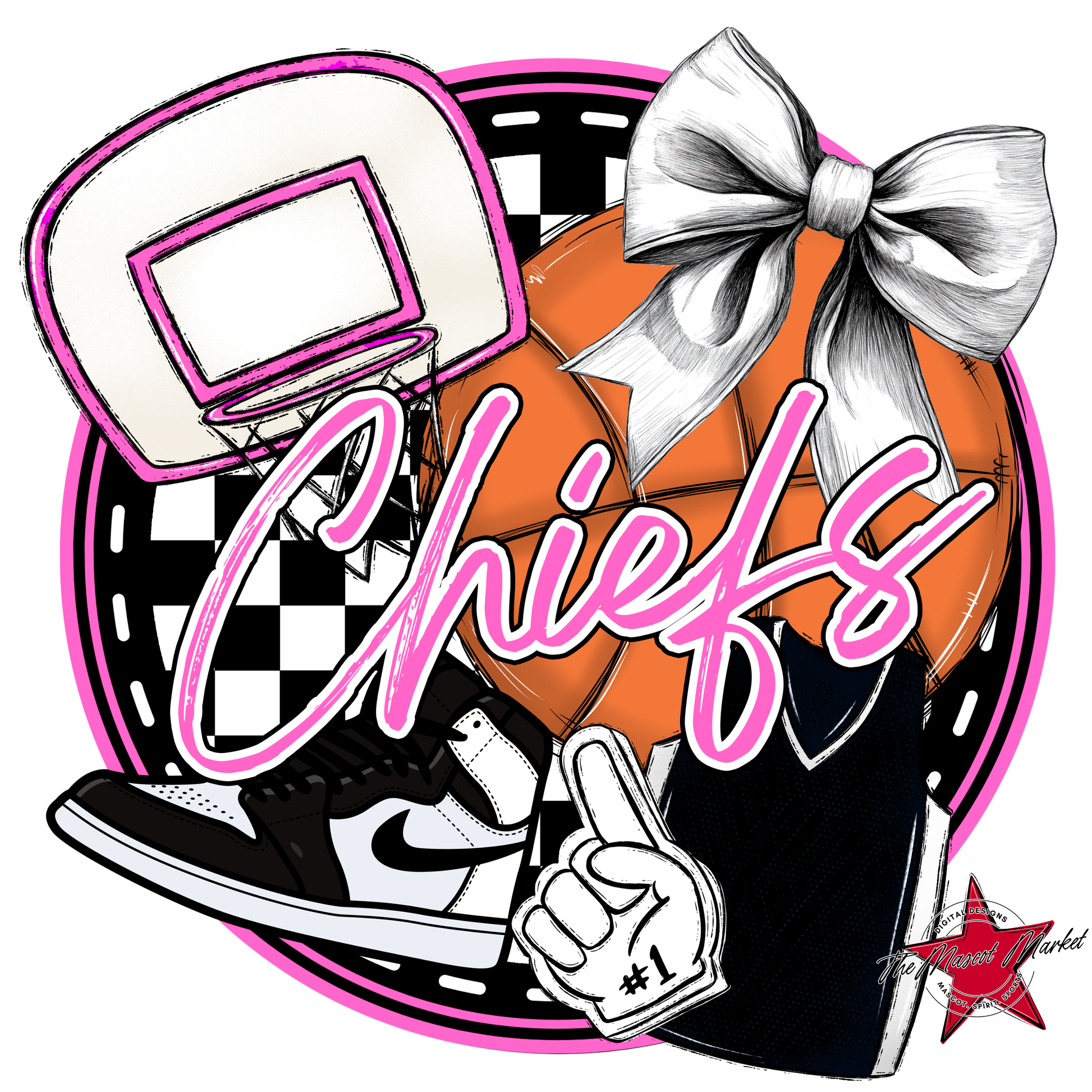 Chiefs Circle Basketball Design-Baby Pink