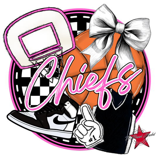 Chiefs Circle Basketball Design-Baby Pink