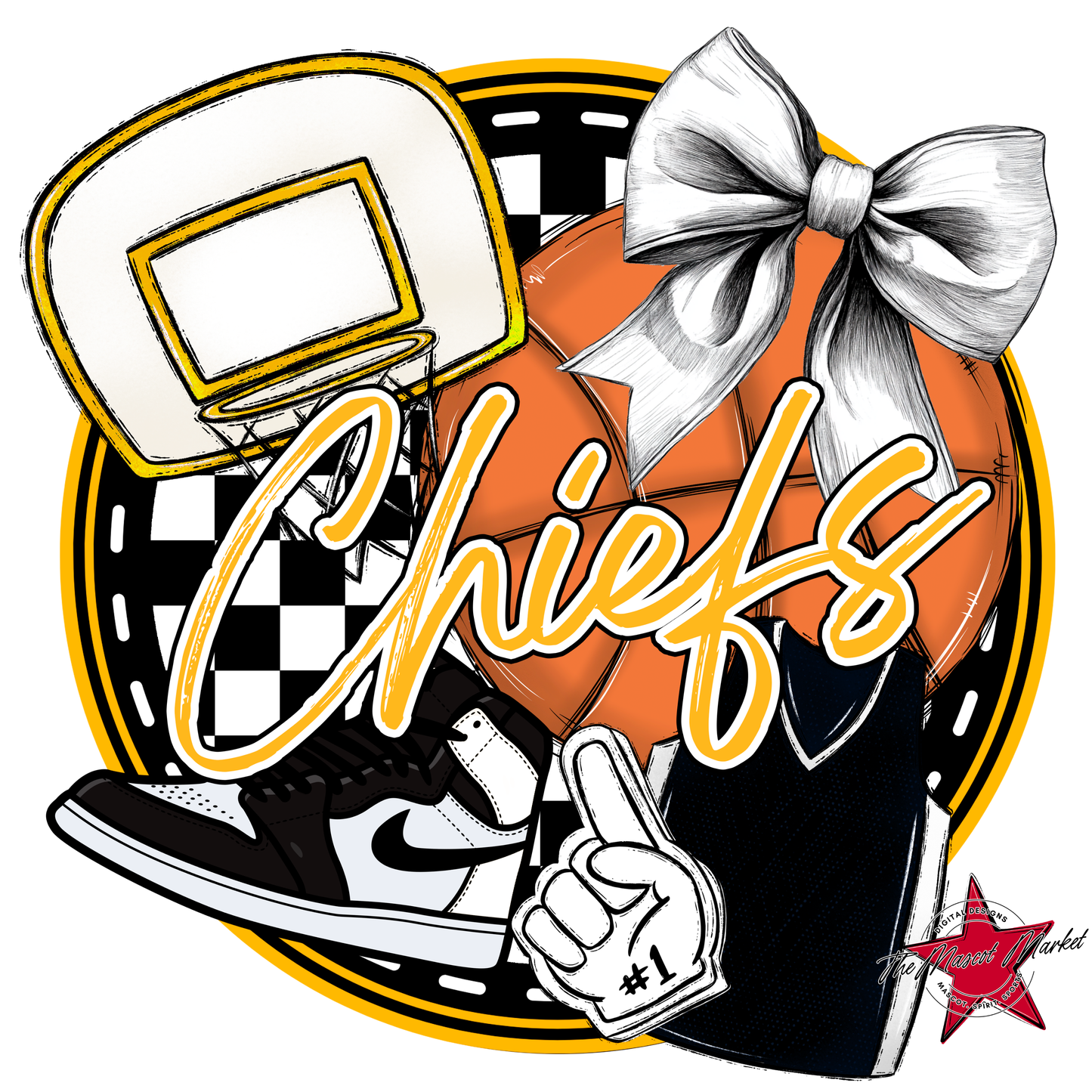 Chiefs Circle Basketball Design-Yellow