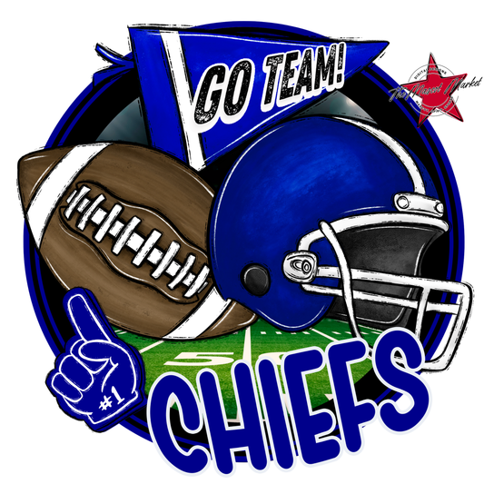 Chiefs Circle Football Design-Blue