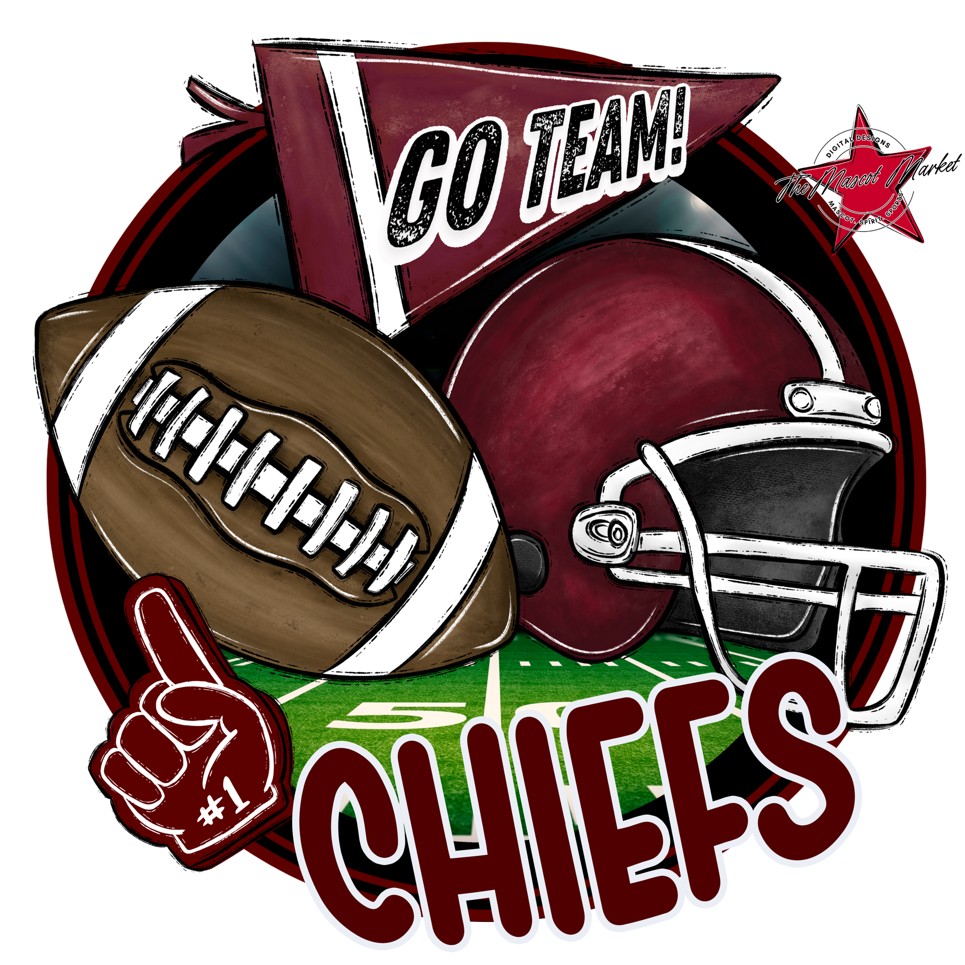 Chiefs Circle Football Design-Maroon