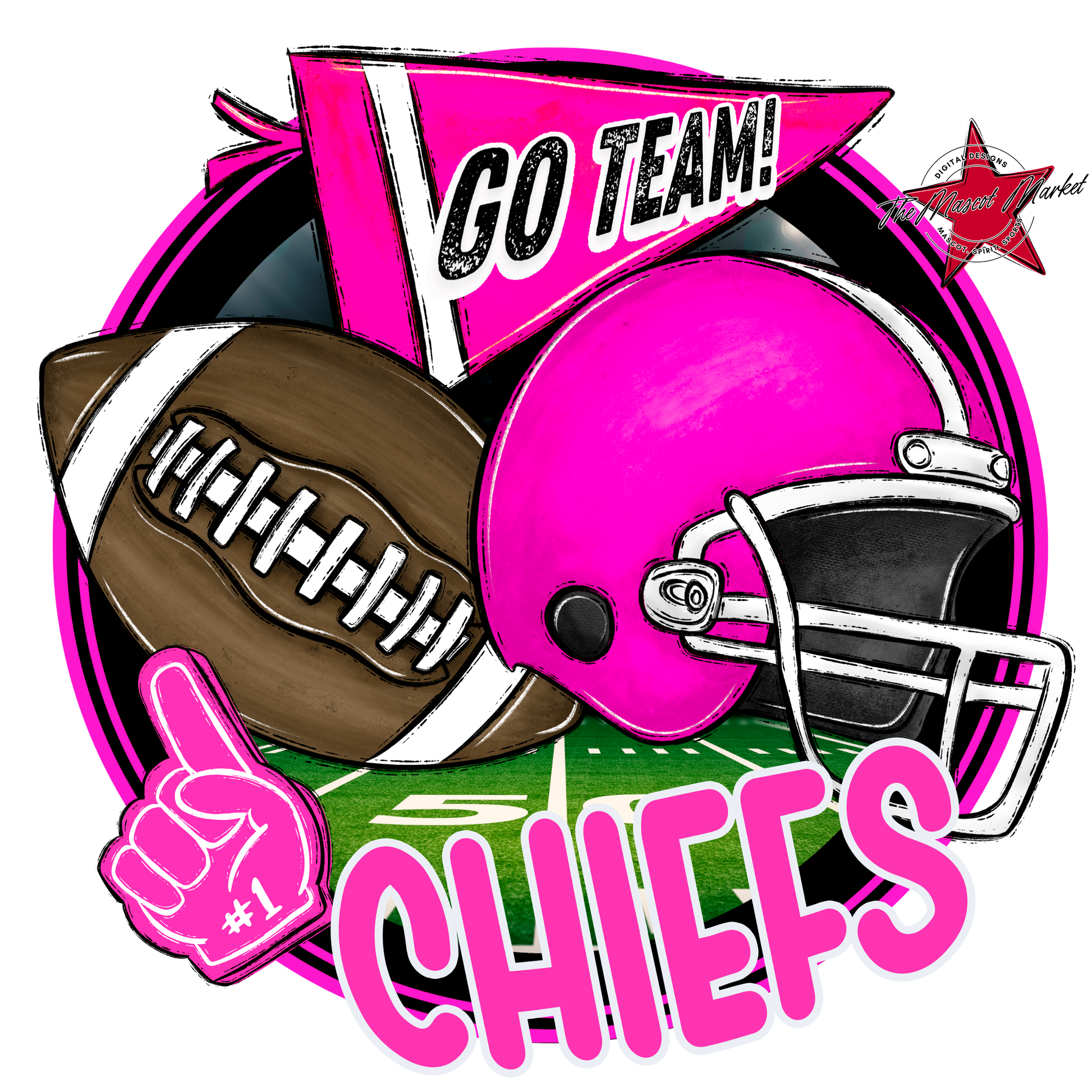 Chiefs Circle Football Design-Pink