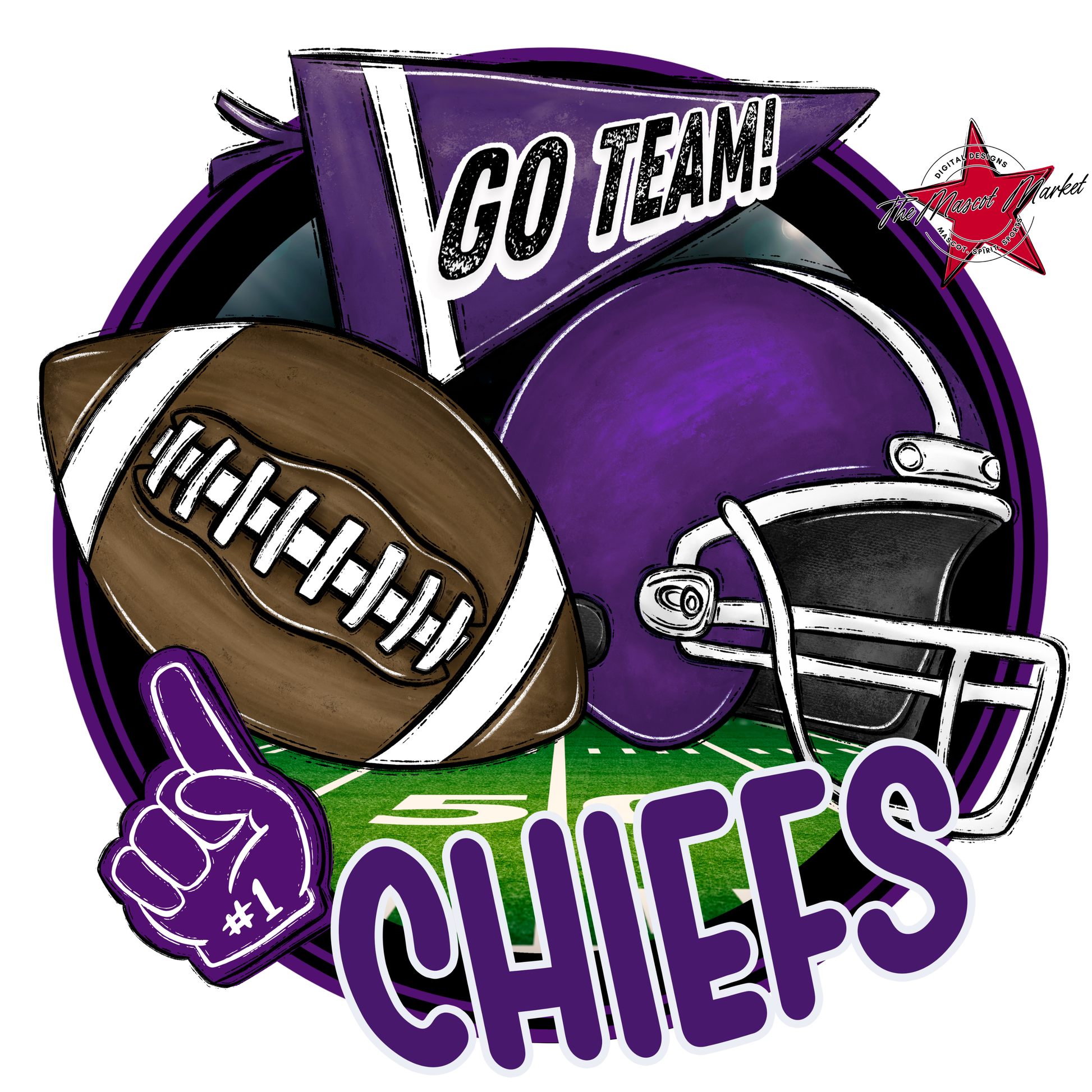 Chiefs Circle Football Design-Purple