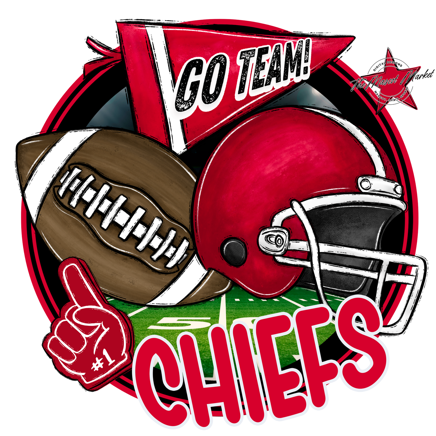 Chiefs Circle Football Design-Red