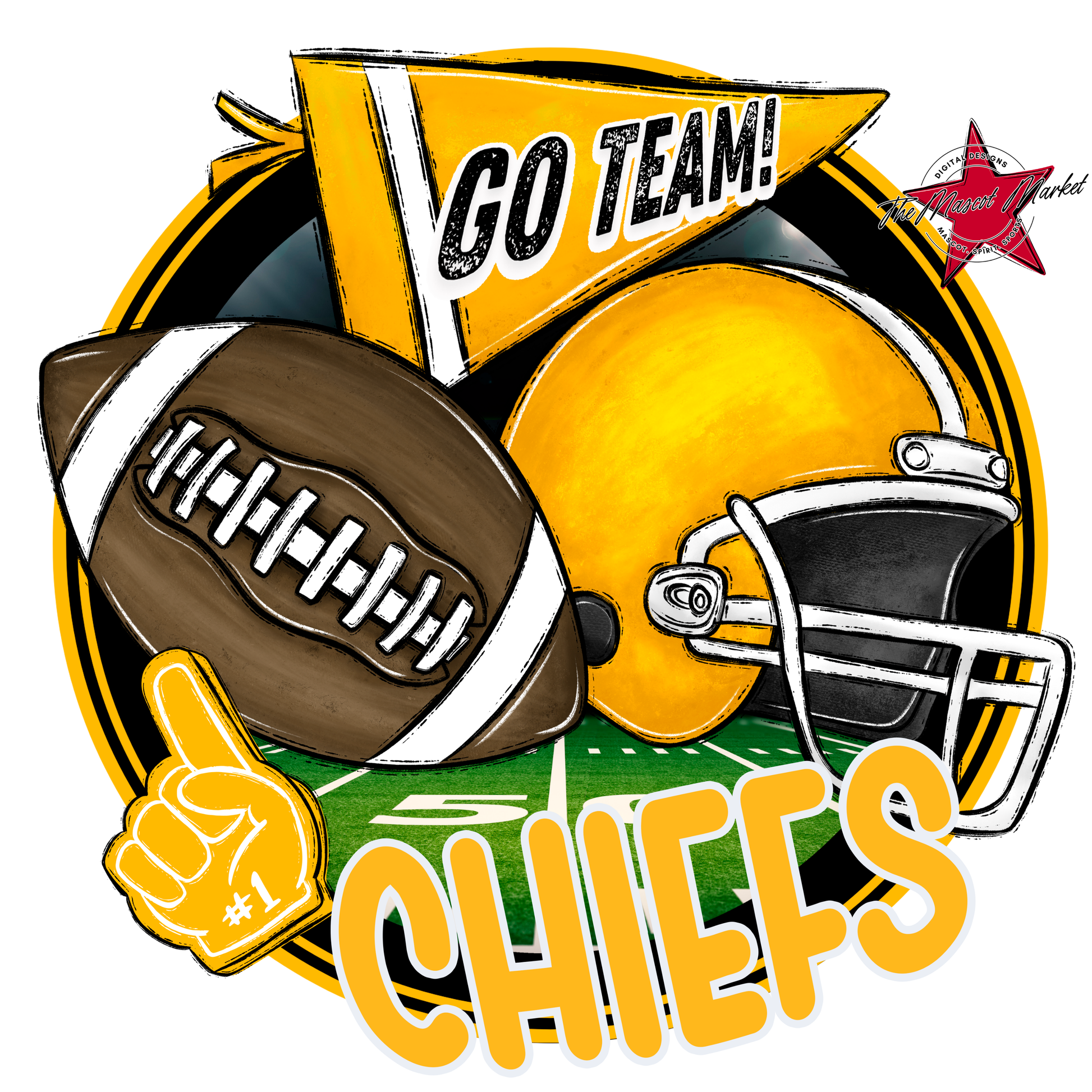 Chiefs Circle Football Design-Yellow