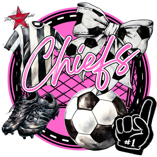 Chiefs Circle Soccer Design-Baby Pink