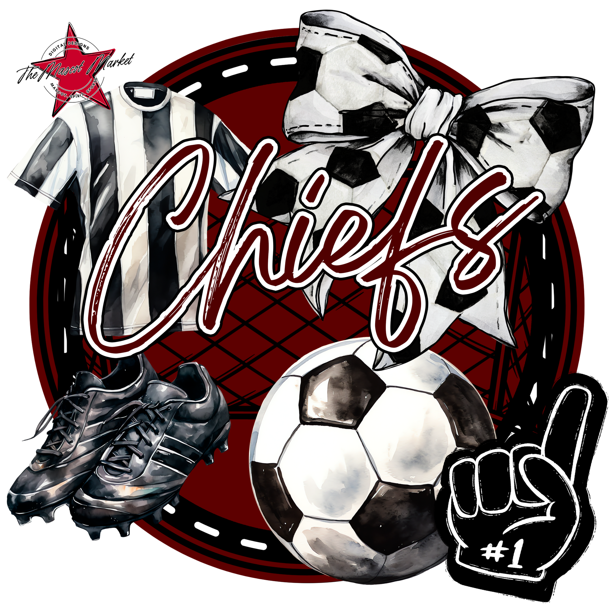 Chiefs Circle Soccer Design-Maroon