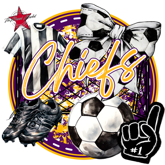 Chiefs Circle Soccer Design-Purple-Yellow
