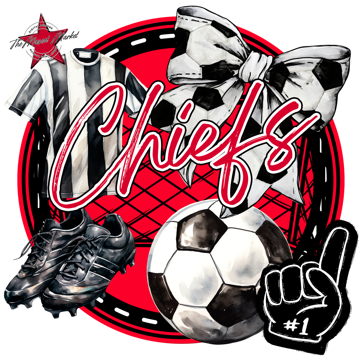 Chiefs Circle Soccer Design-Red