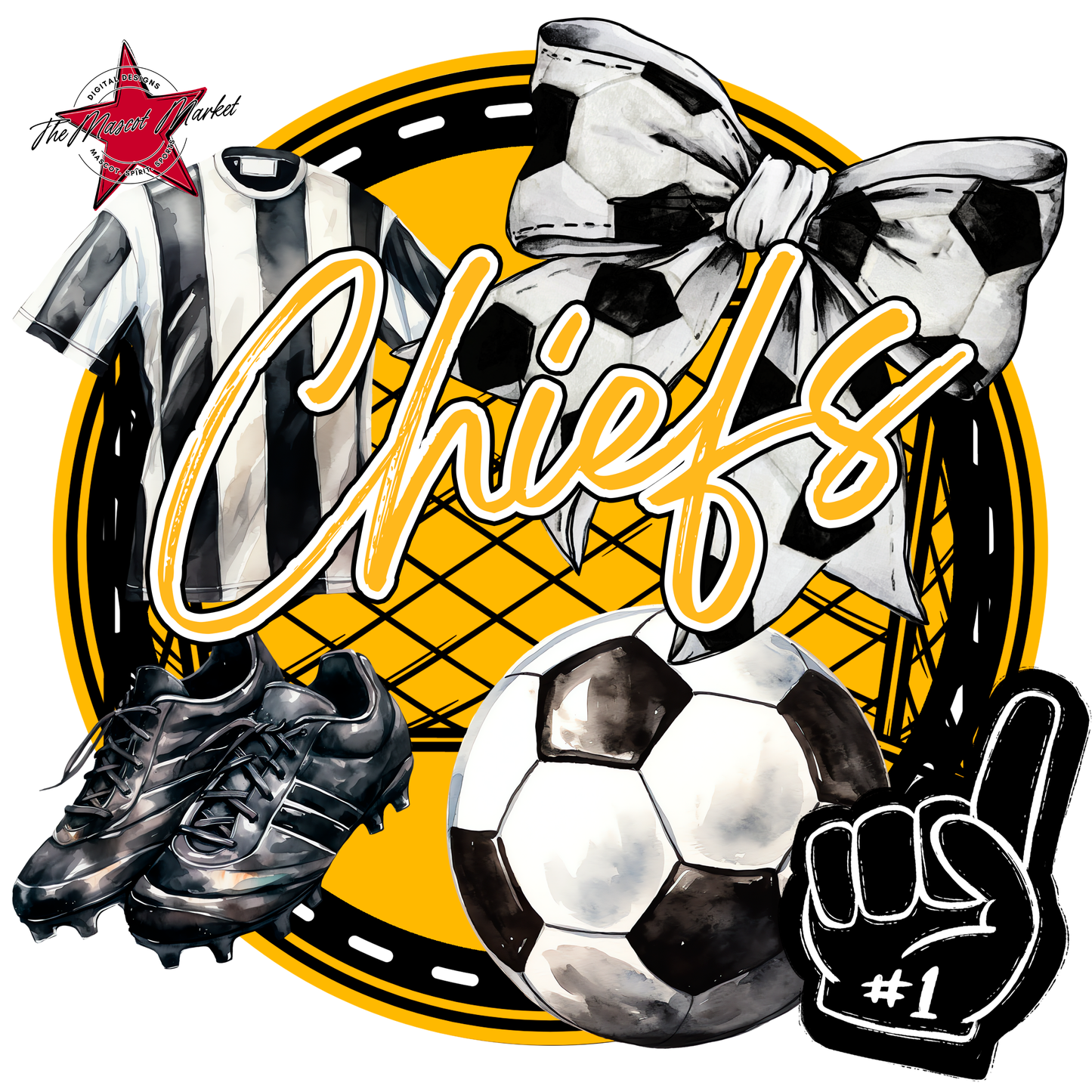 Chiefs Circle Soccer Design-Yellow
