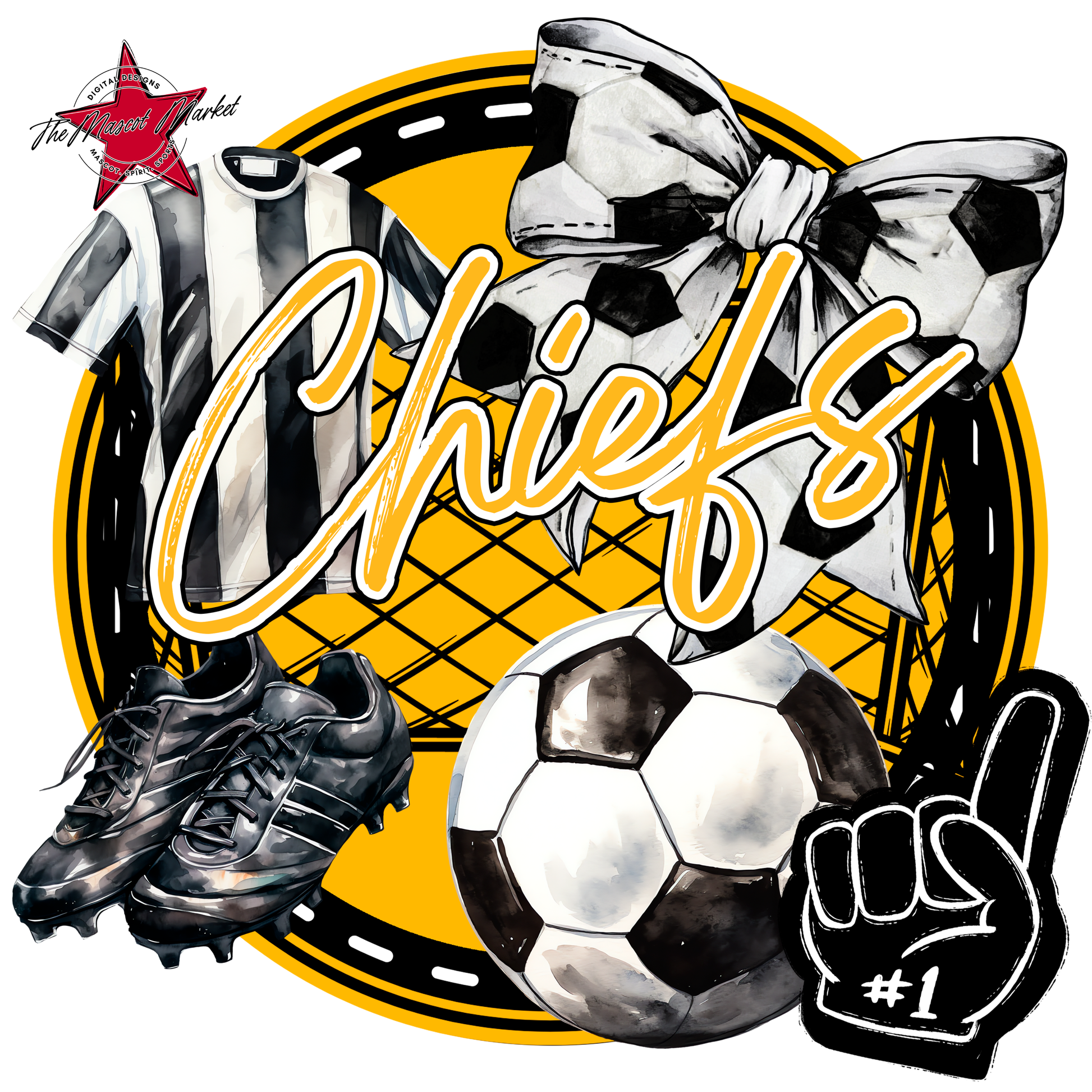 Chiefs Circle Soccer Design-Yellow