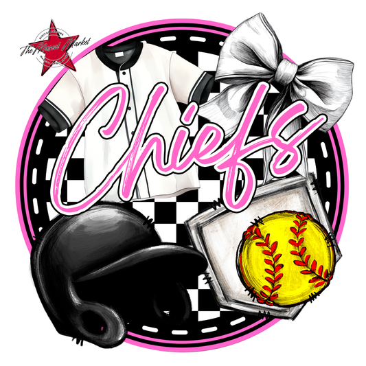 Chiefs Circle Softball Design-Baby Pink