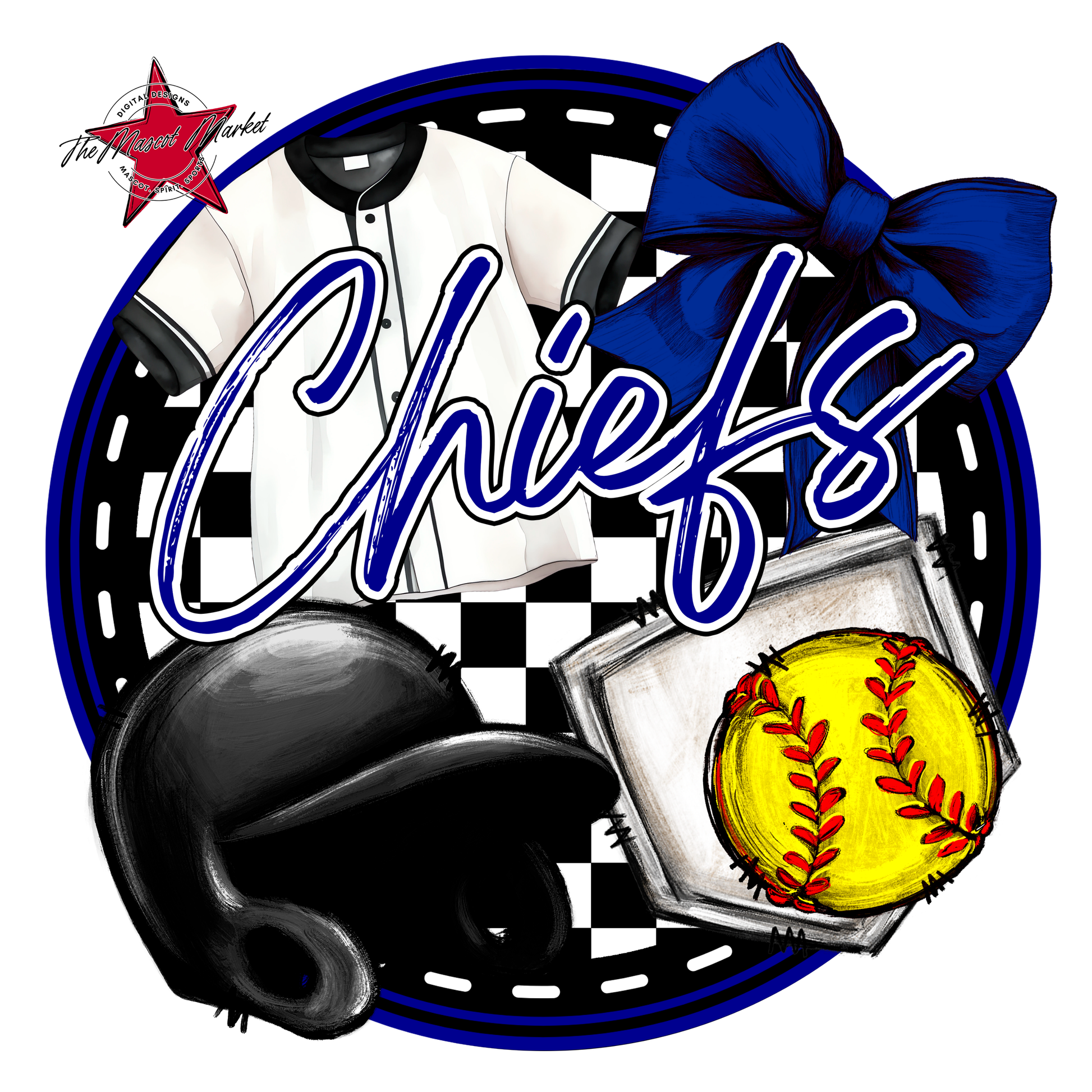 Chiefs Circle Softball Design-Blue