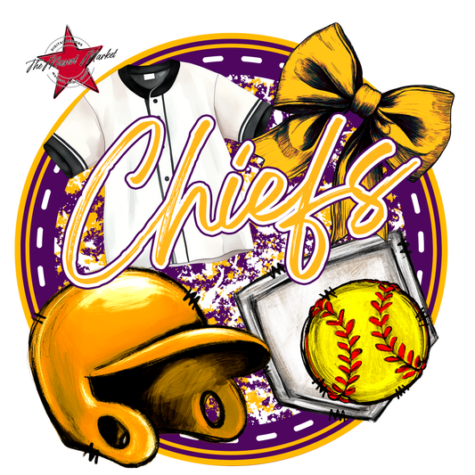 Chiefs Circle Softball Design-Purple-Yellow