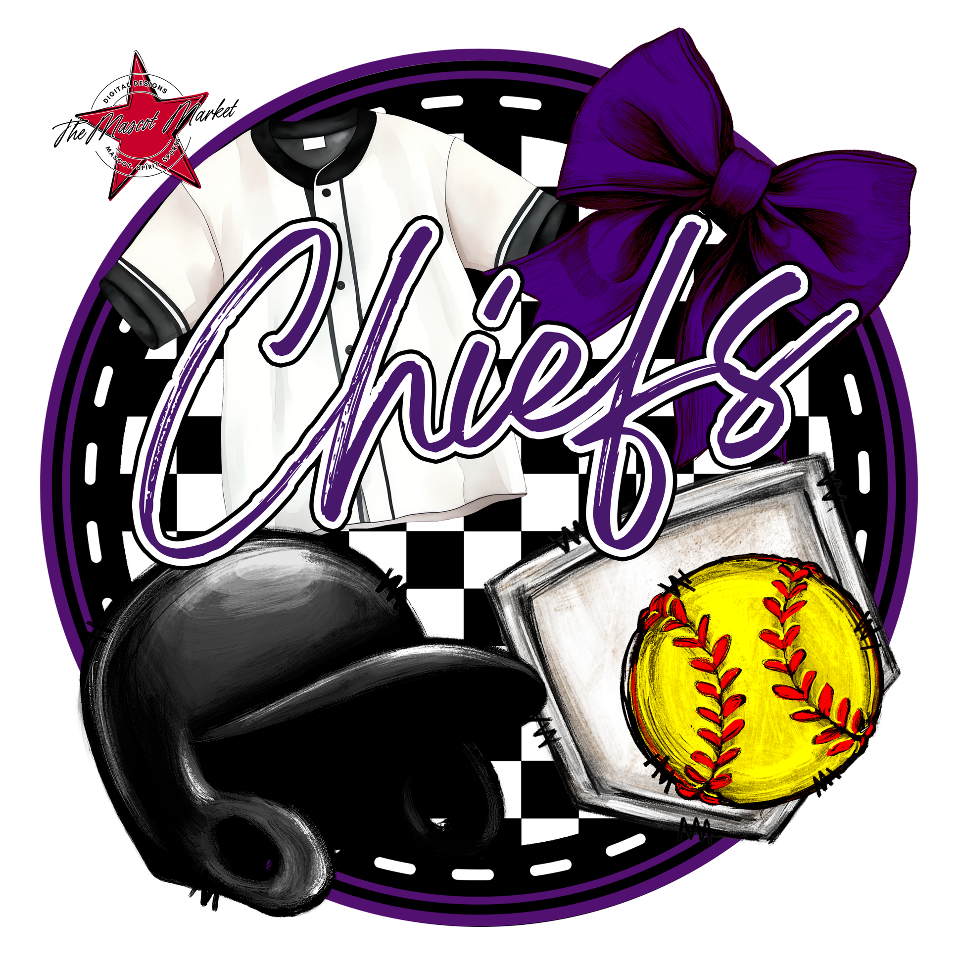 Chiefs Circle Softball Design-Purple