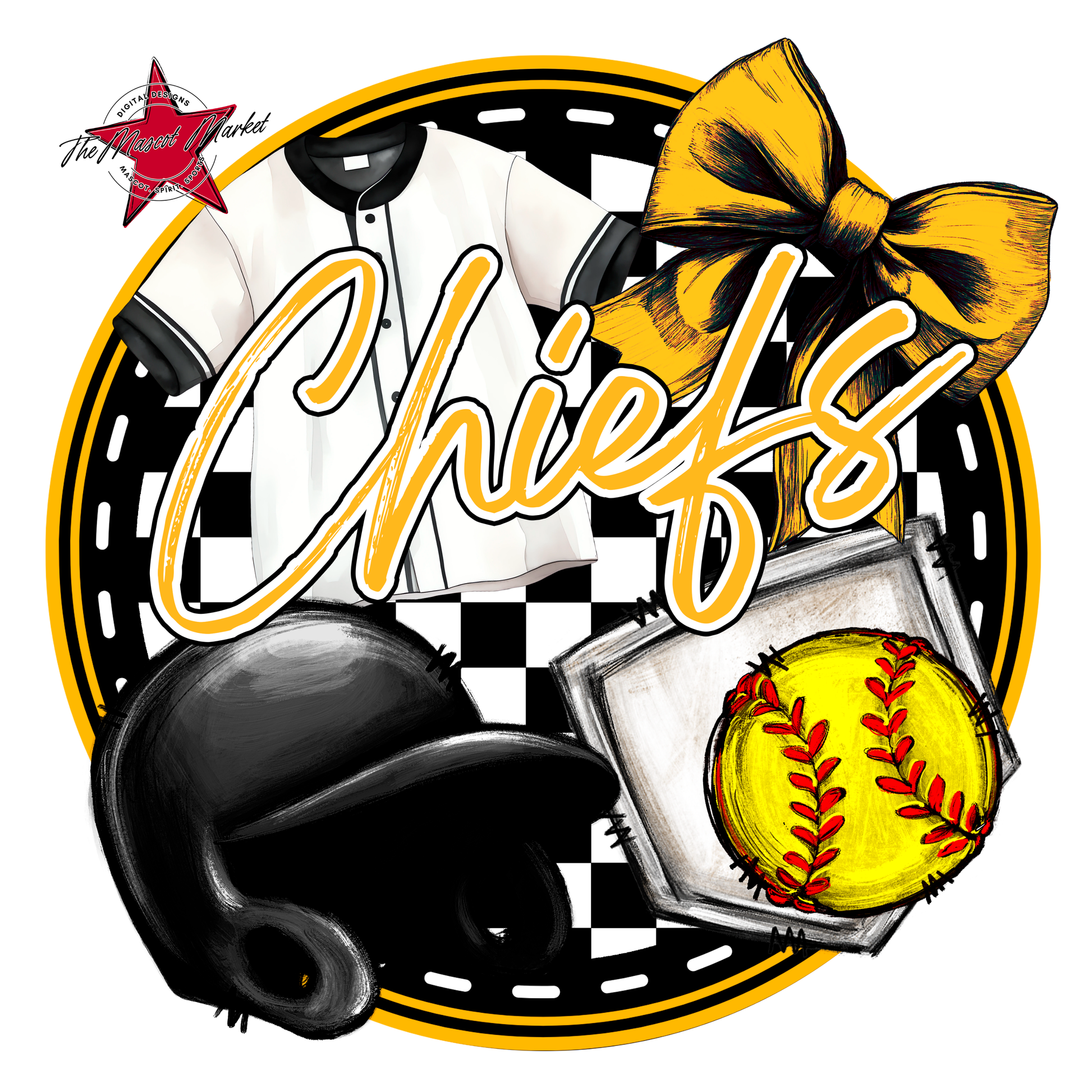 Chiefs Circle Softball Design-Yellow