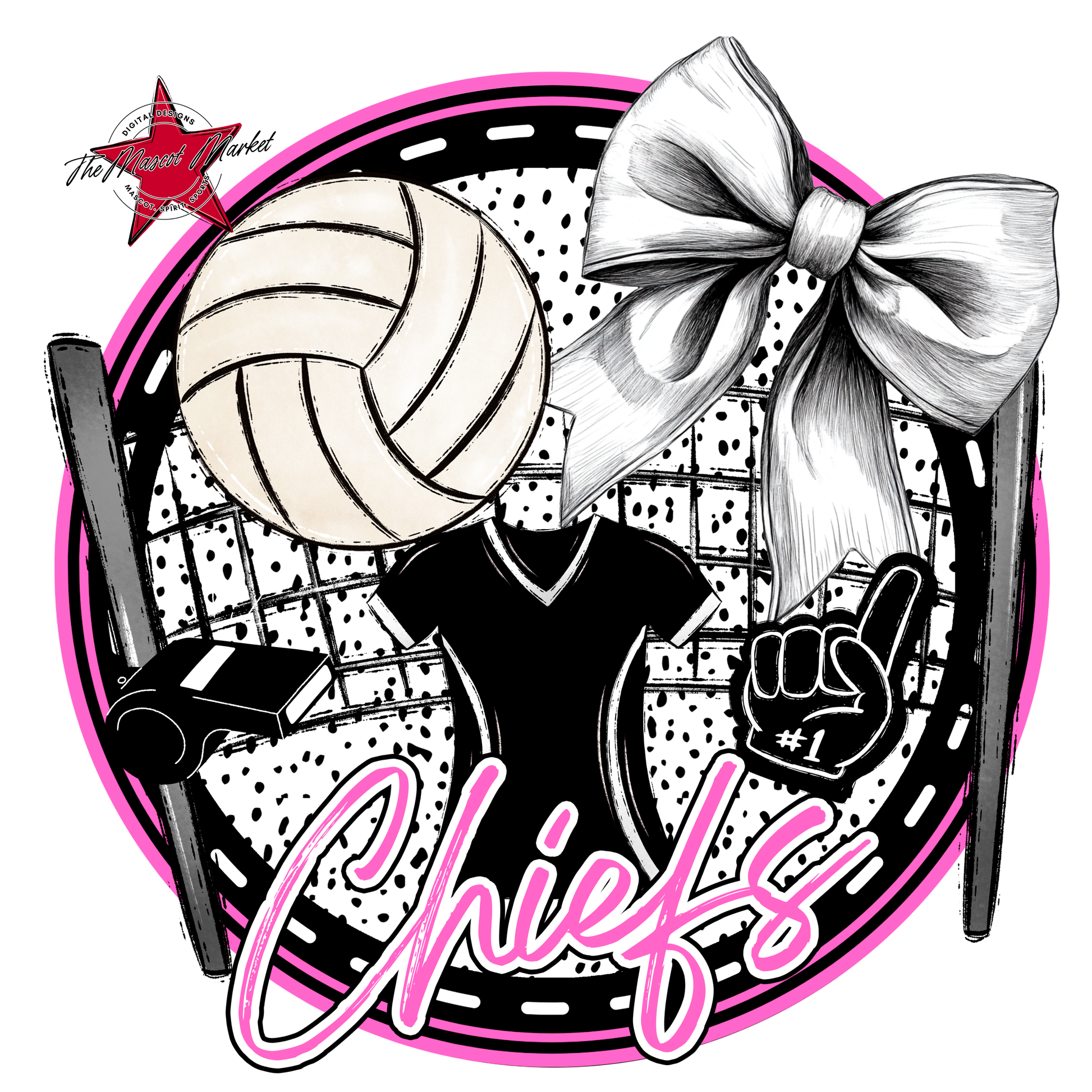 Chiefs Circle Volleyball Design-Baby Pink