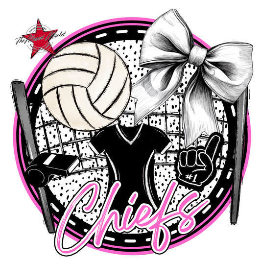 Chiefs Circle Volleyball Design-Baby Pink