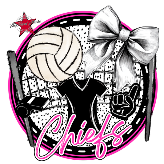 Chiefs Circle Volleyball Design-Pink