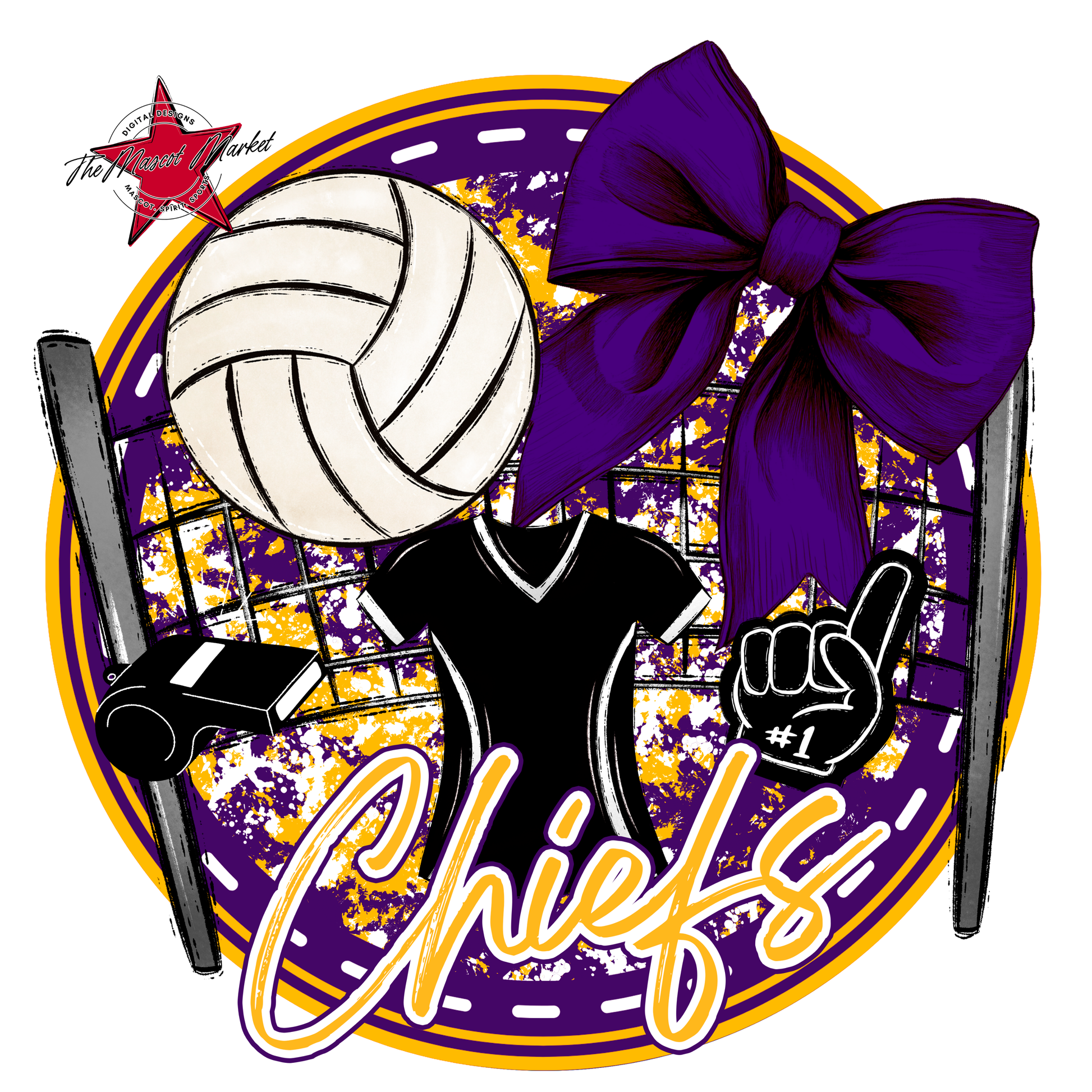 Chiefs Circle Volleyball Design-Purple-Yellow