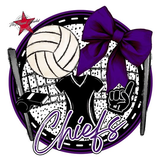 Chiefs Circle Volleyball Design-Purple