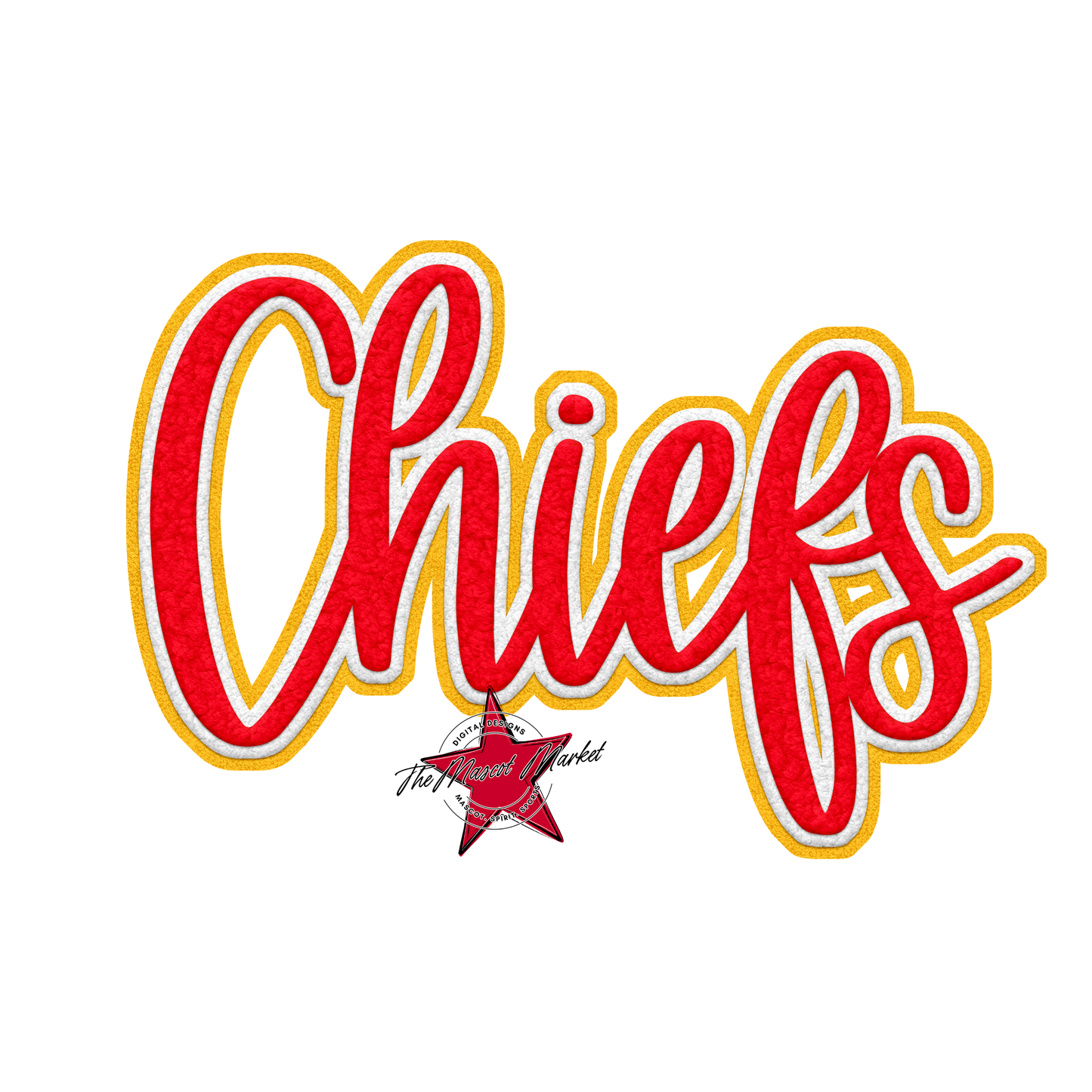 Chiefs Faux Chenille Patch-Bright Red