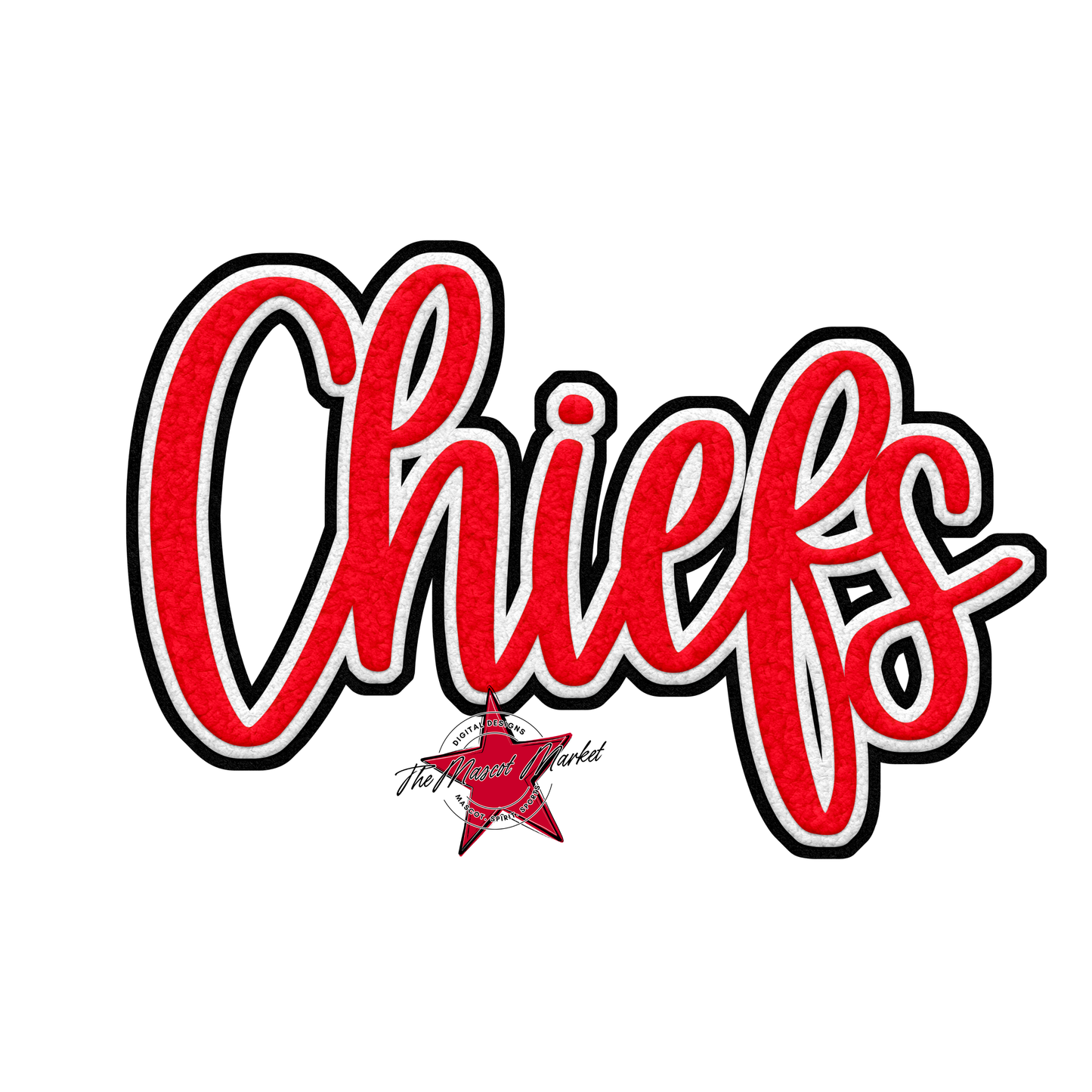 Chiefs Faux Chenille Patch-Bright Red